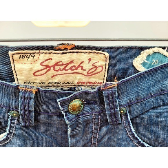 HP Stitch's Native American Cheyenne Boot‎ Leg  destressed Men's Jean Denim - Picture 2 of 8